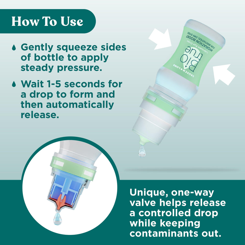 Aplicación de Biotrue con lentes de contacto para confort y refresco inmediato