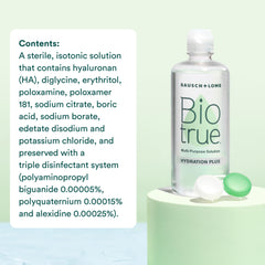 Biotrue usuario colocando lente con solución, aporta comodidad al usar