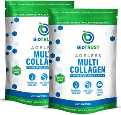 Envase frontal BioTrust Multi Collagen Peptides Unflavored mostrando pack doble y etiqueta clara