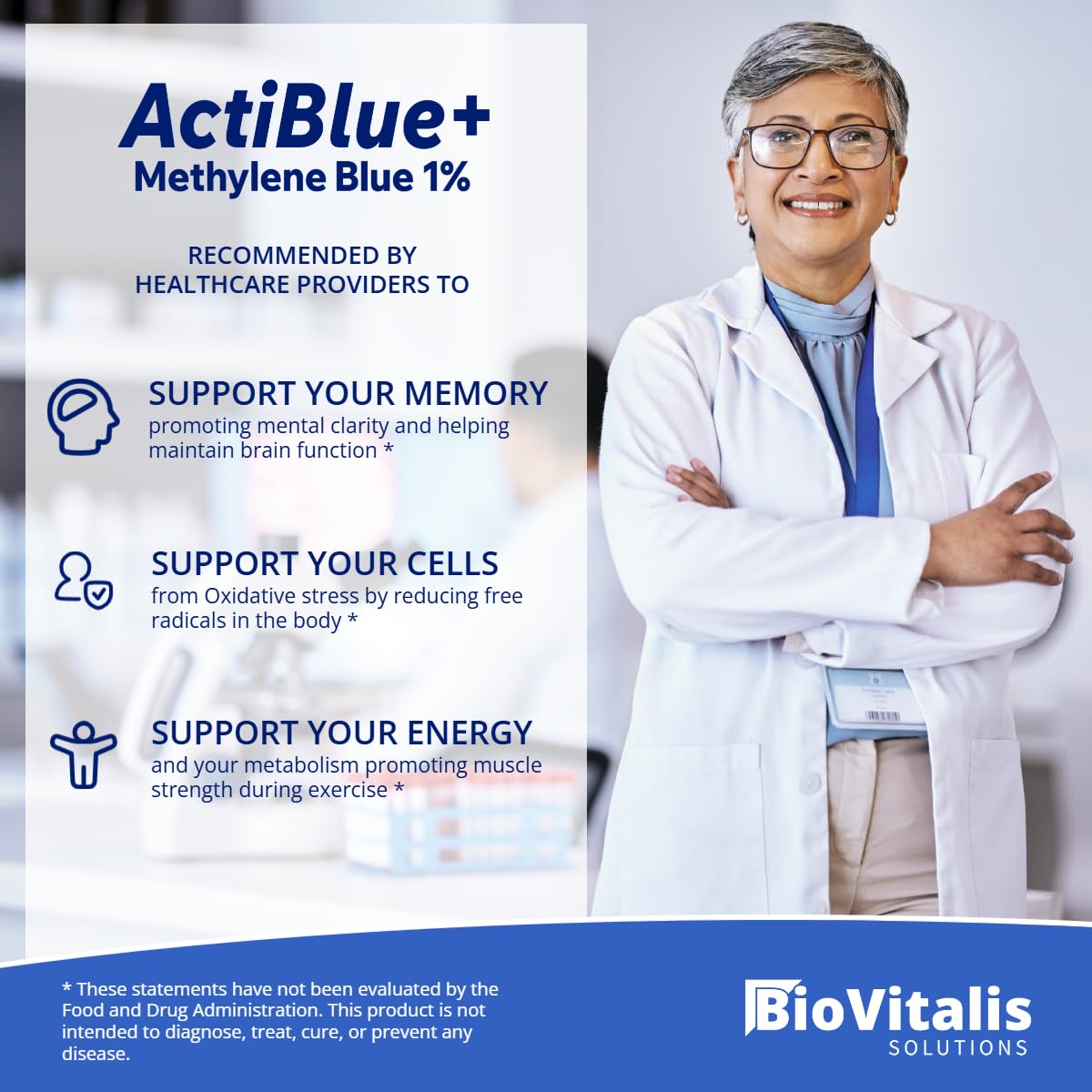Biovitalis Solutions color azul intenso de la solución mostrando consistencia