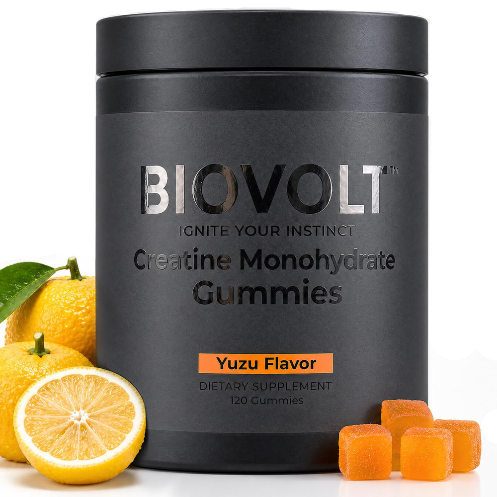 BIOVOLT envase frontal de gomitas creatina, presentación y claridad en ingredientes