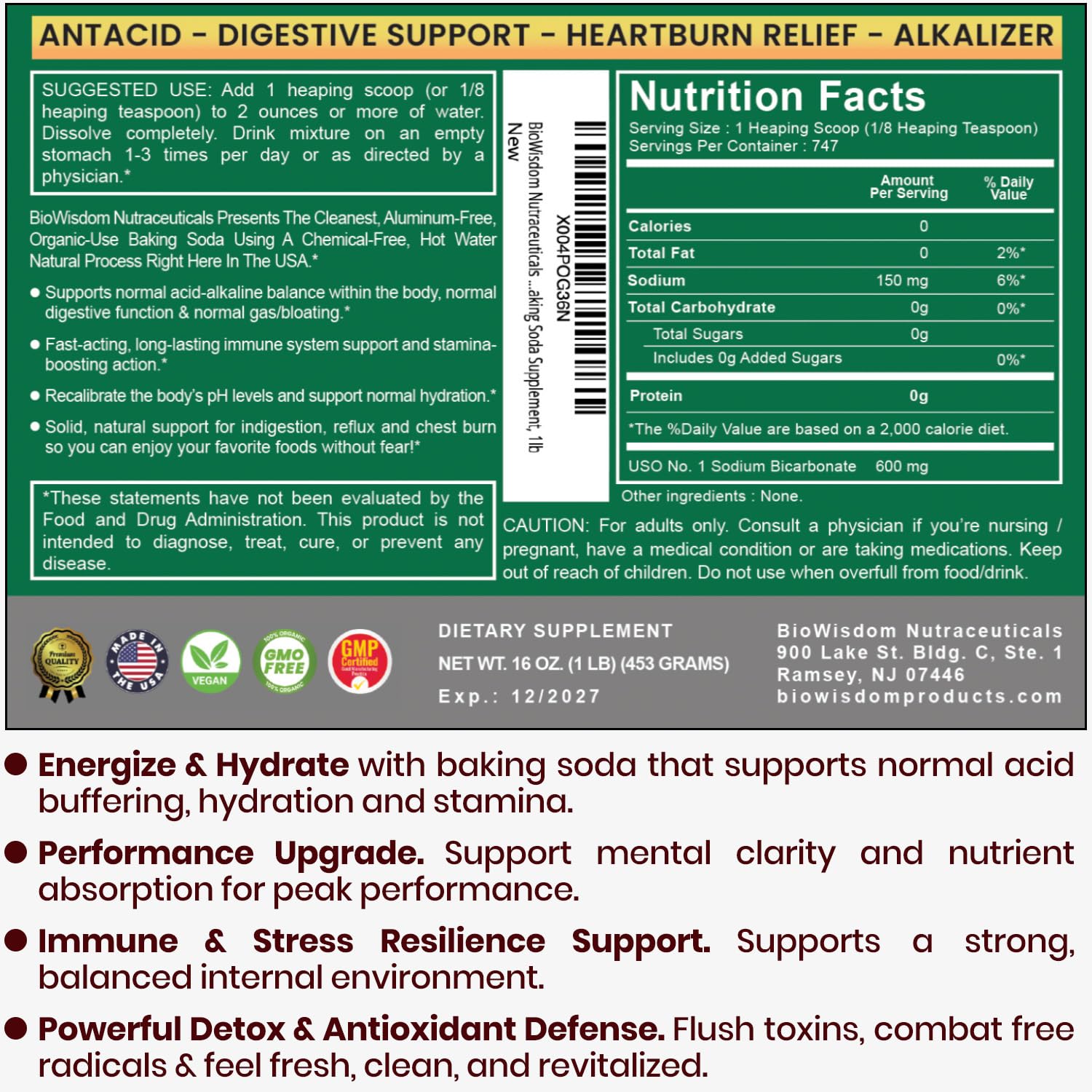 Detalle del polvo de BioWisdom Nutraceuticals en textura fina, beneficio sin aditivos ni metales