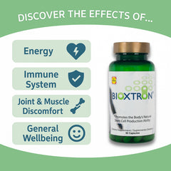 Bioxtron cápsulas en mano para comparar tamaño y cantidad