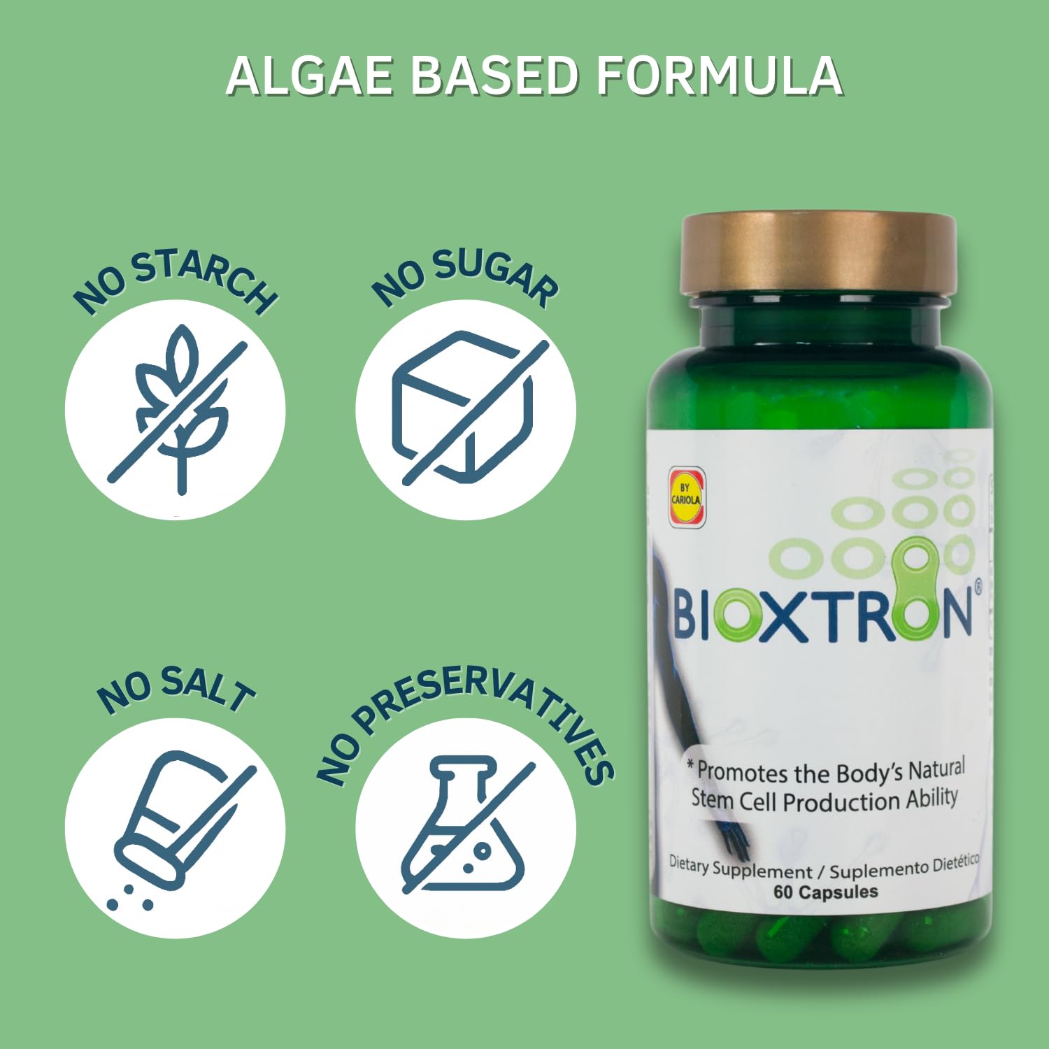 Bioxtron etiqueta nutricional enfocada en ingredientes principales