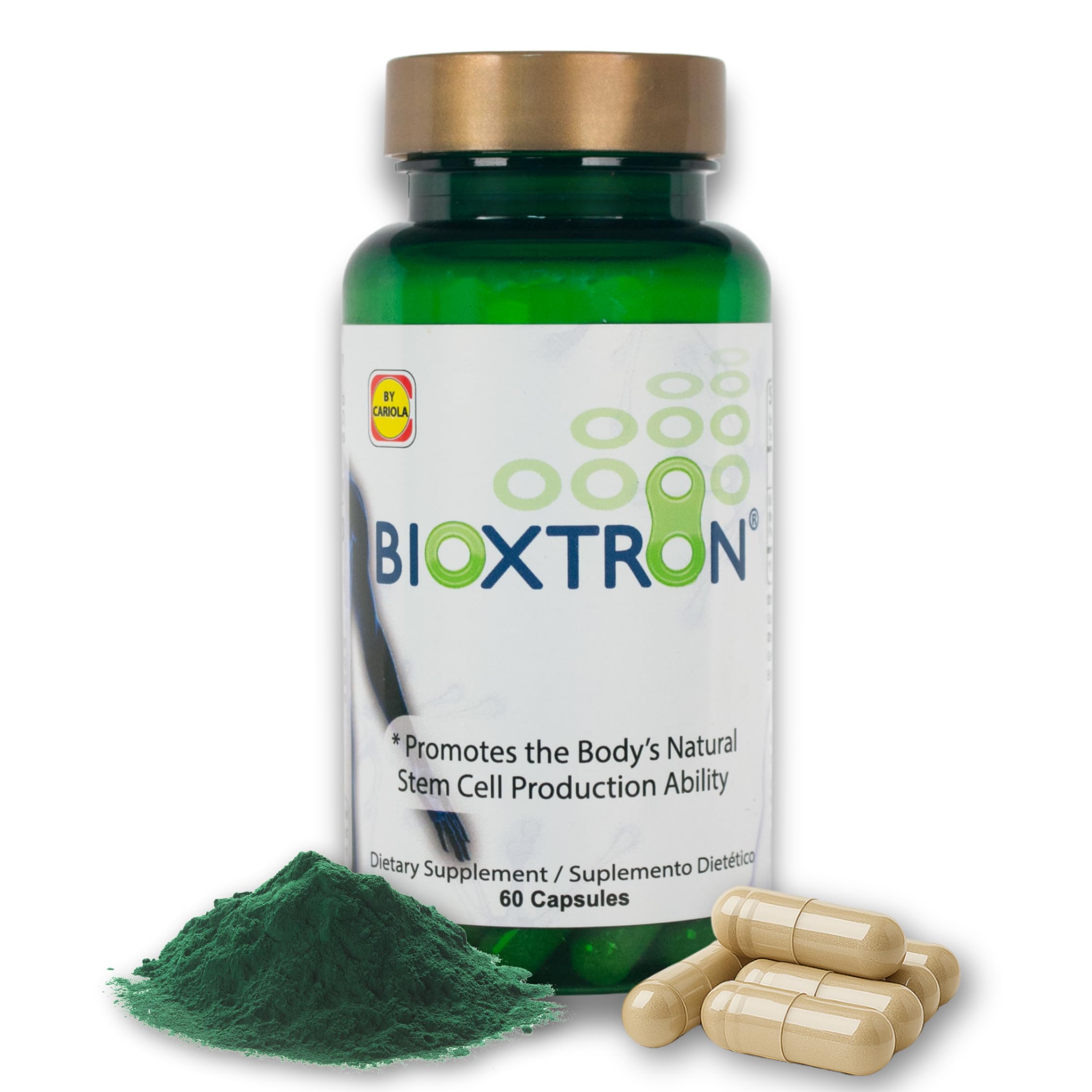Bioxtron frasco frontal mostrando diseño y dosis para uso diario