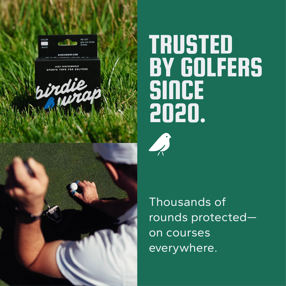 BirdieWrap uso en campo de golf protegiendo dedos durante el swing