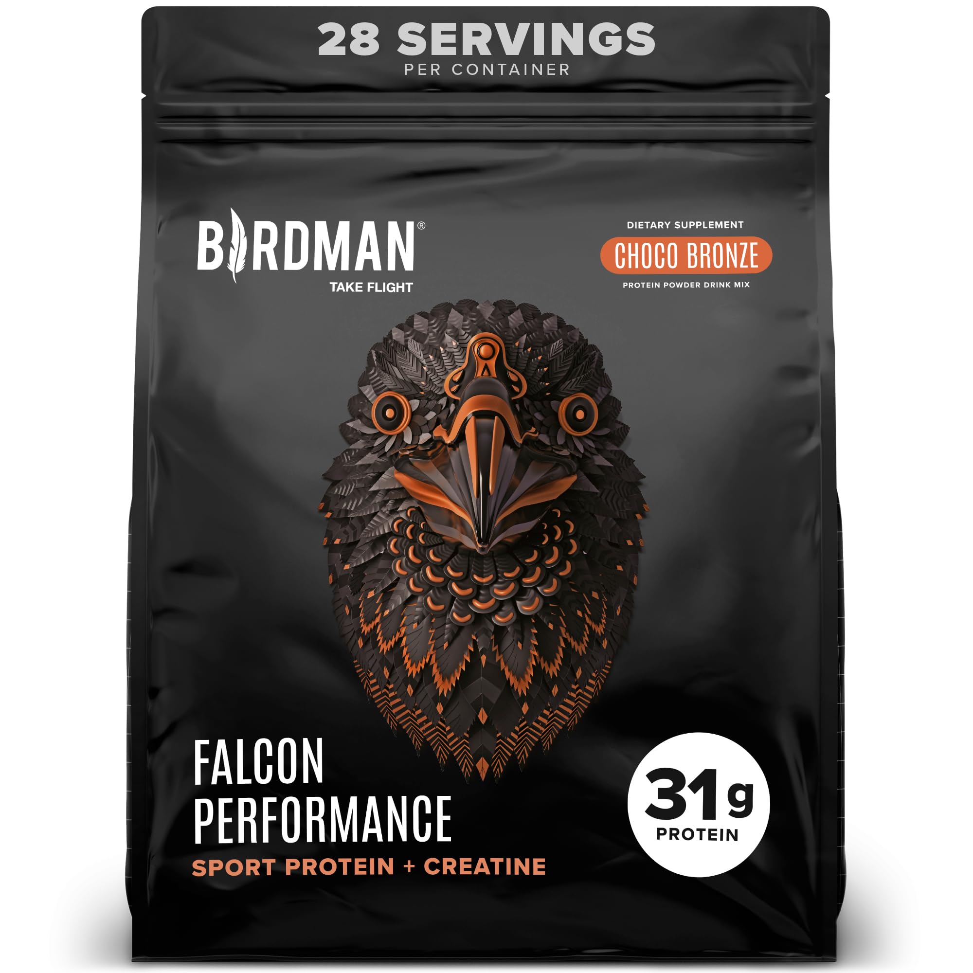 Birdman envase frontal Falcon Performance mostrando etiqueta y beneficios