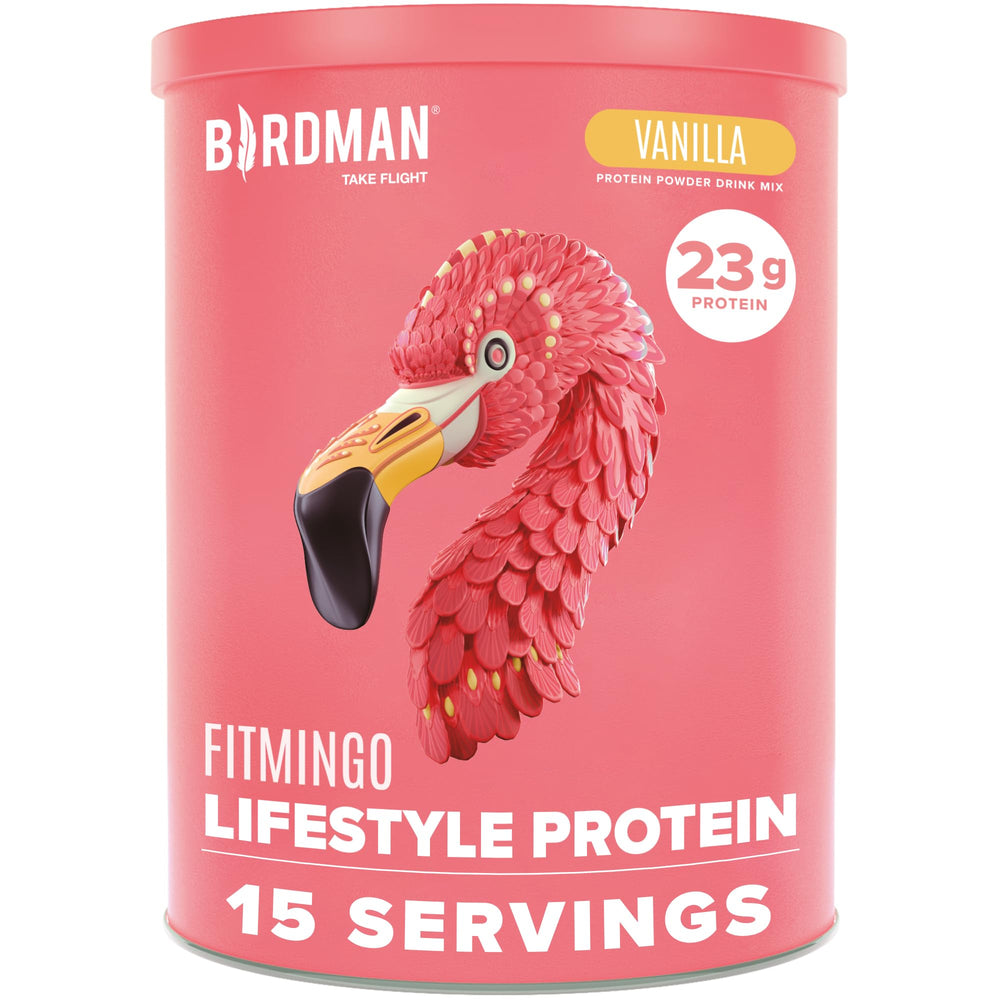 BIRDMAN Fitmingo frente del envase mostrando la marca y beneficio proteico