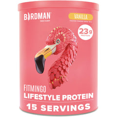 BIRDMAN Fitmingo frente del envase mostrando la marca y beneficio proteico