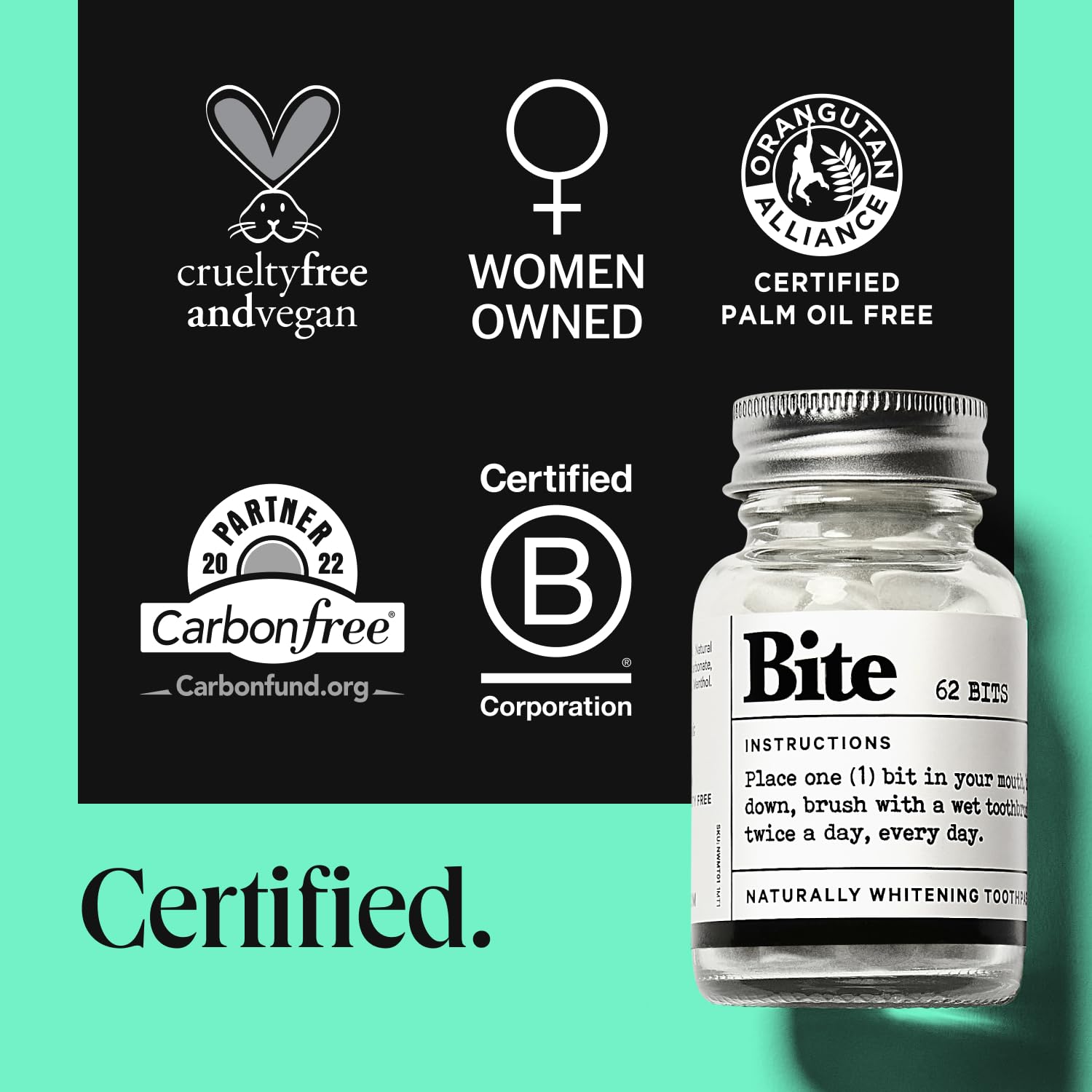Bite detalle de etiqueta con nano hidroxiapatita y xilitol beneficios visibles