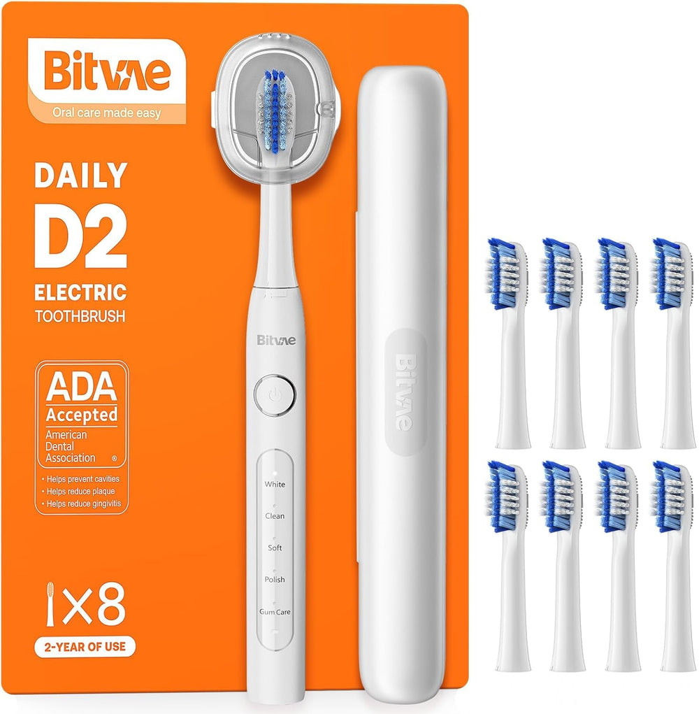 Bitvae D2 vista frontal del cepillo mostrando diseño y marca, ideal para confianza de uso