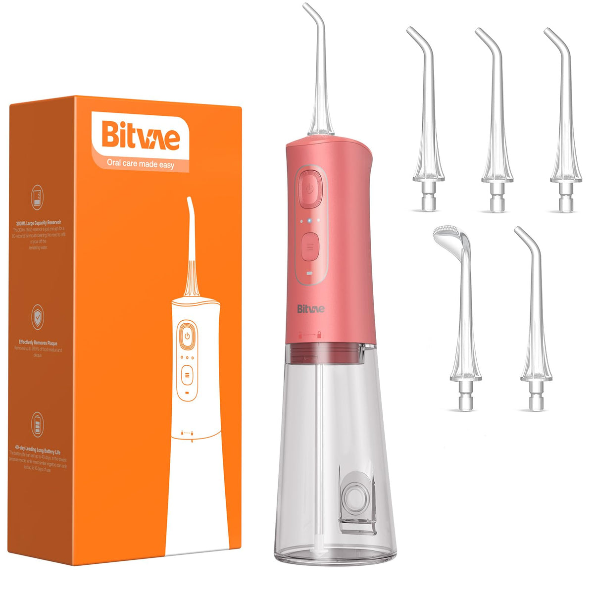 Bitvae frontal del irrigador Coral Orange mostrando diseño y color vibrante