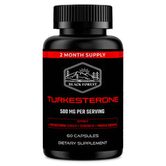 Black Forest frasco frontal con etiqueta clara y beneficio de alta pureza