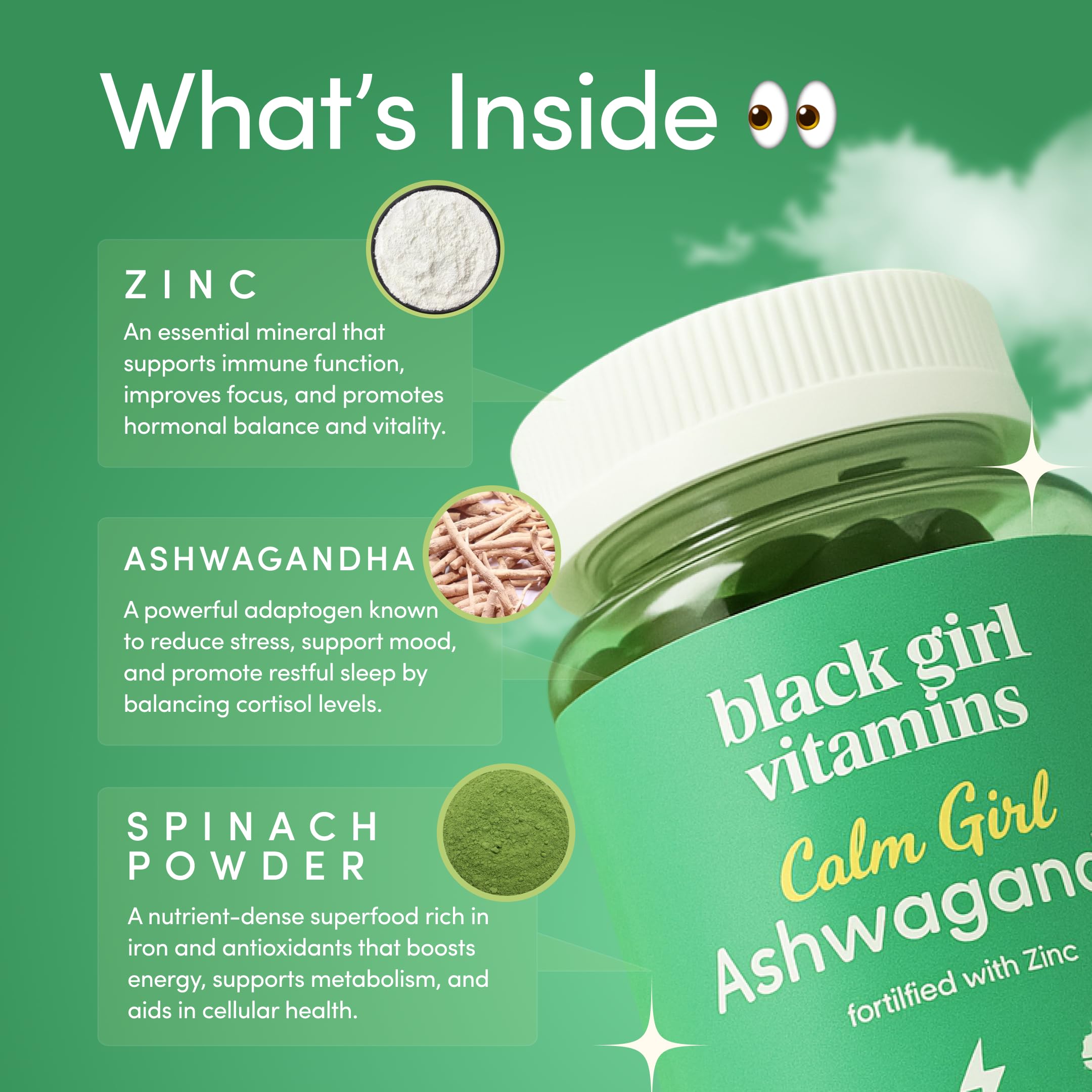 Black Girl Vitamins frasco abierto con gominolas visibles para toma diaria