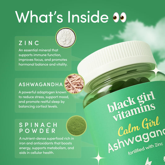 Black Girl Vitamins frasco abierto con gominolas visibles para toma diaria