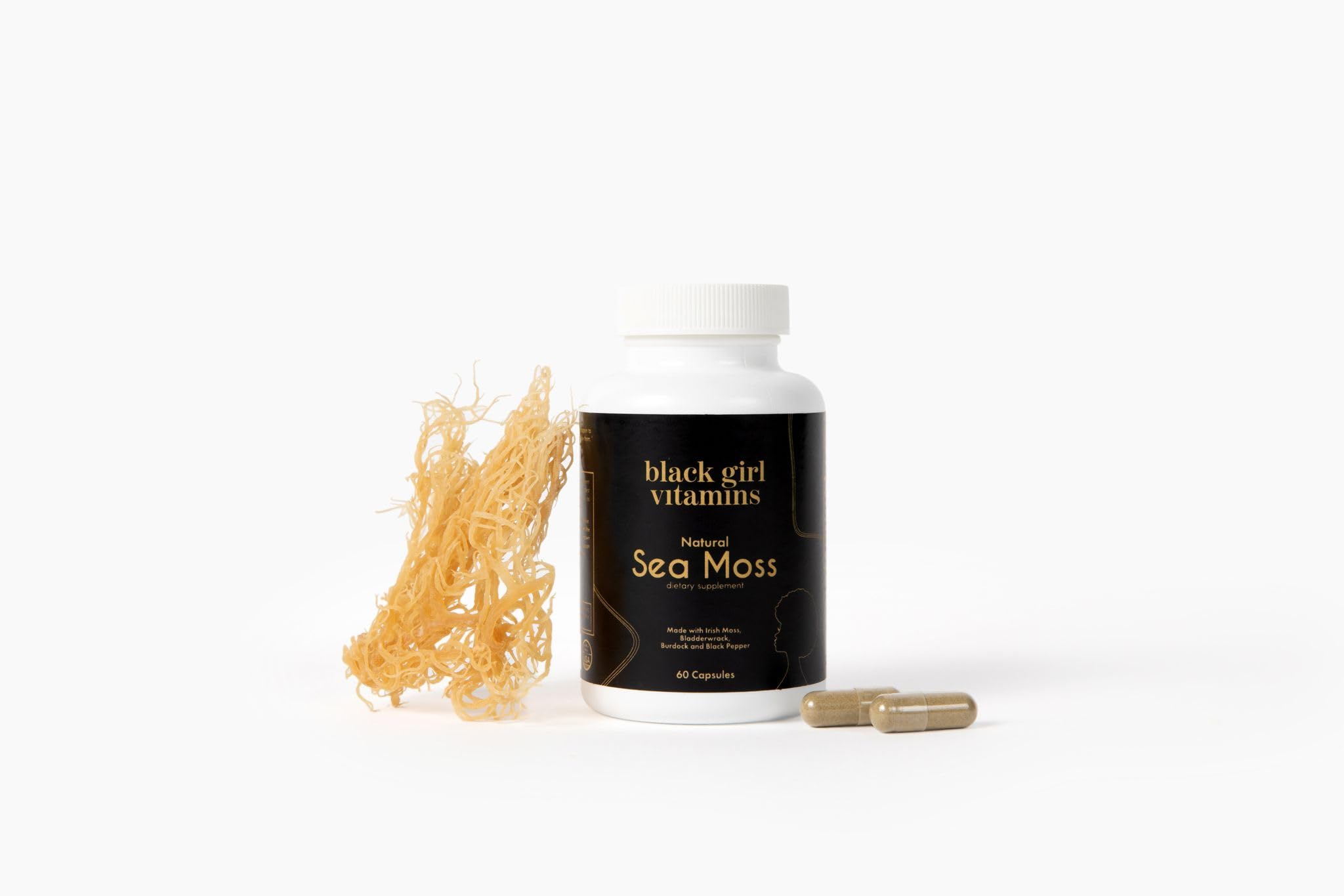 Black Girl Vitamins etiqueta nutricional destacando minerales y certificado USA