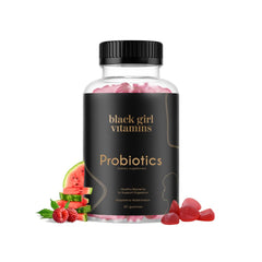 Black Girl Vitamins frasco frontal muestra diseño y cantidad 60ct beneficio conveniencia