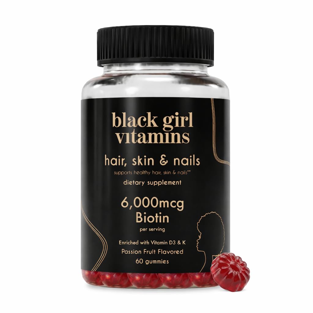 Black Girl Vitamins bote frontal mostrando etiqueta y beneficios