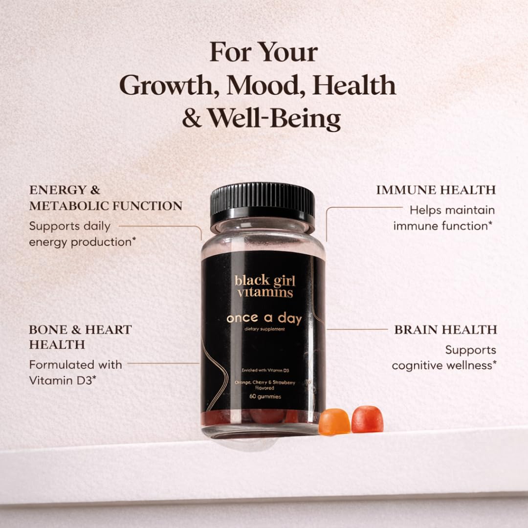 Black Girl Vitamins gomita en primer plano mostrando textura y sabor fresa