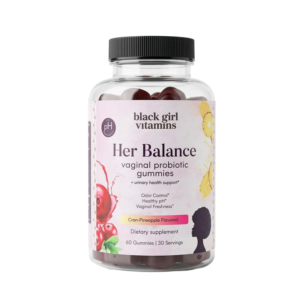 Black Girl Vitamins envase frontal mostrando presentación y beneficio de pH balance