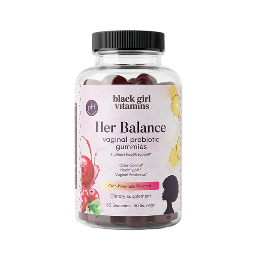 Black Girl Vitamins envase frontal mostrando presentación y beneficio de pH balance