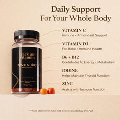 Black Girl Vitamins en cocina durante rutina diaria para simplicidad y constancia