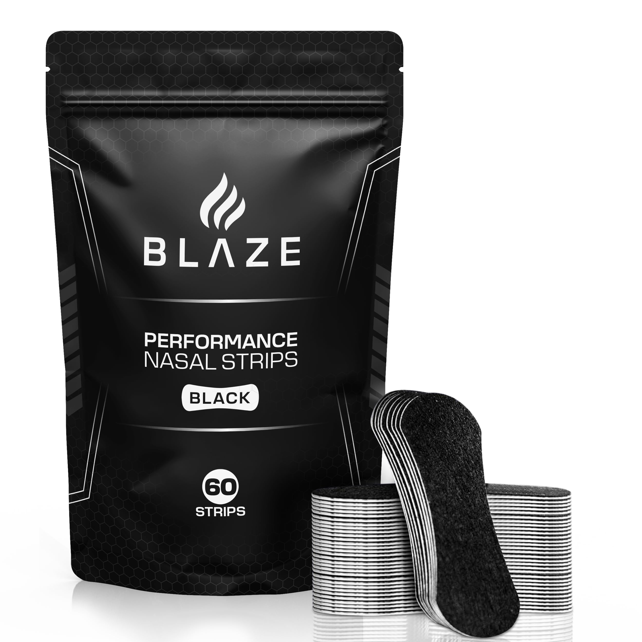 BLAZE tira nasal frontal en empaque mostrando cantidad y marca