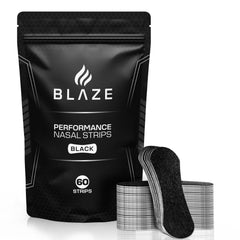 BLAZE tira nasal frontal en empaque mostrando cantidad y marca