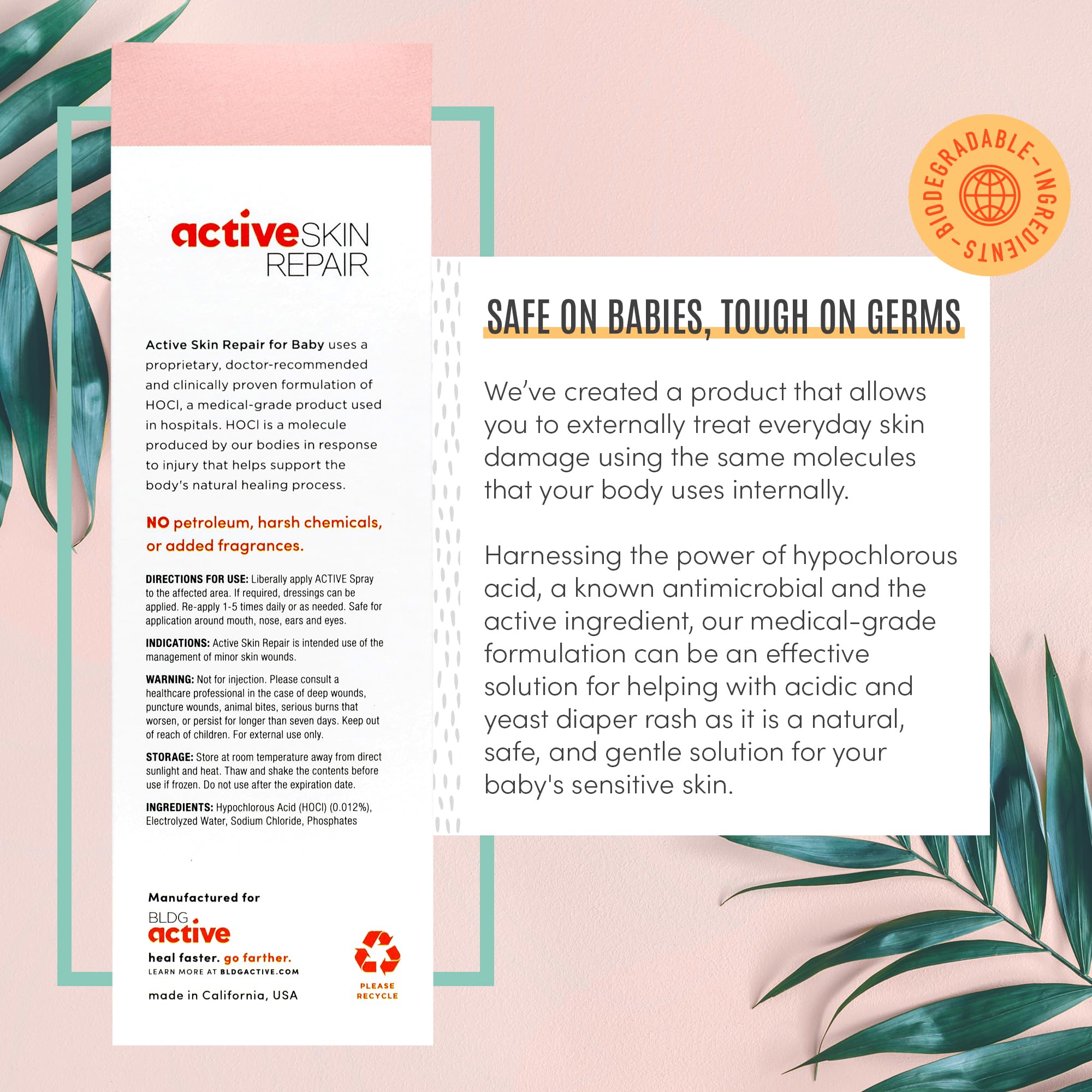 BLDG ACTIVE etiqueta con información clara para uso diario