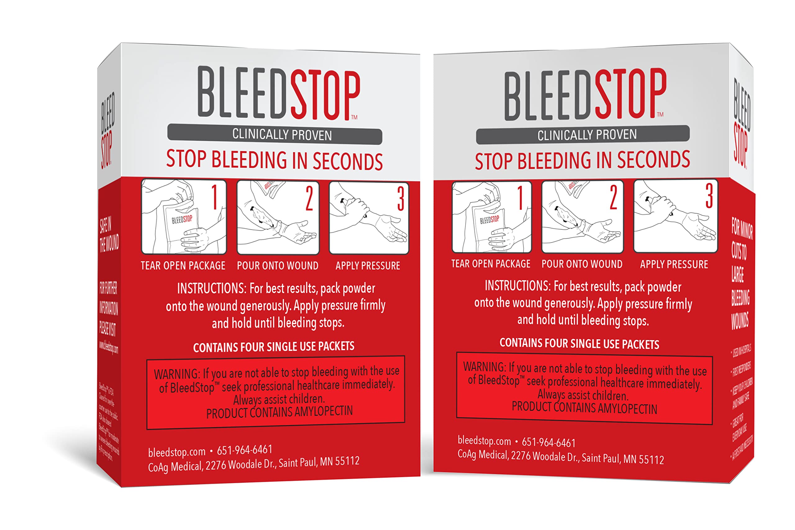 BleedStop polvo detalle de textura para control rápido del sangrado