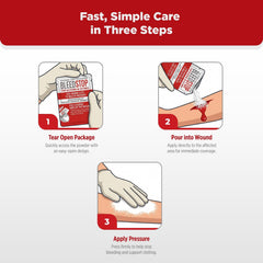 BleedStop etiqueta con instrucciones claras y seguridad