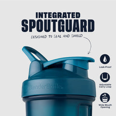 Detalle de la BlenderBall de acero 316 dentro de la botella BlenderBottle para mezclas homogéneas