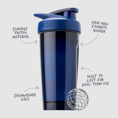 BlenderBottle close-up de la BlenderBall de acero para mezclas homogéneas