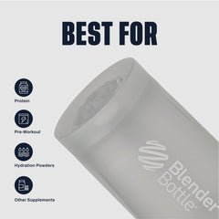 Boca ancha y marcadores en oz/ml de la BlenderBottle para añadir ingredientes con precisión