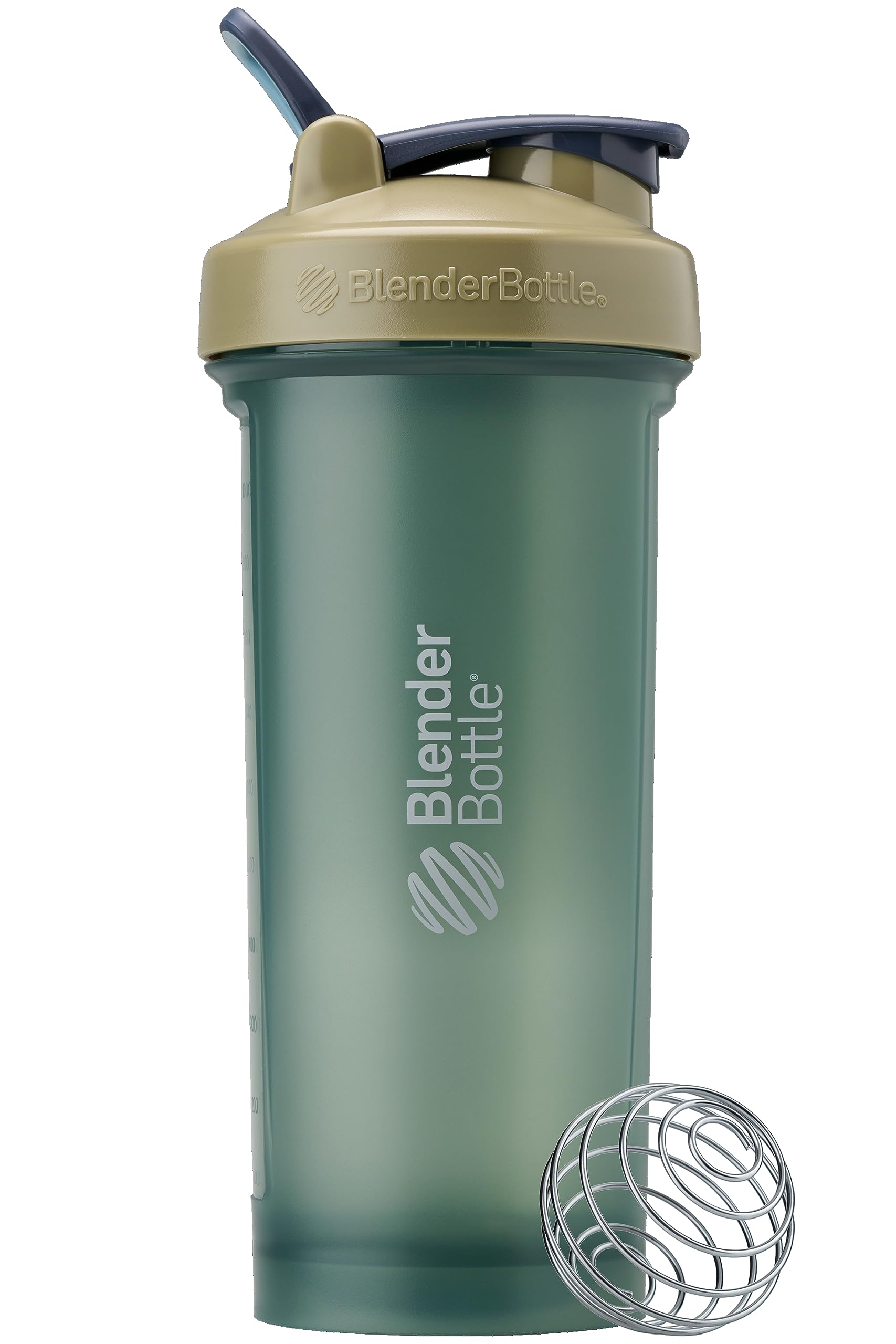 BlenderBottle Classic V2 frontal en tan mostrando sello hermético y tapa segura