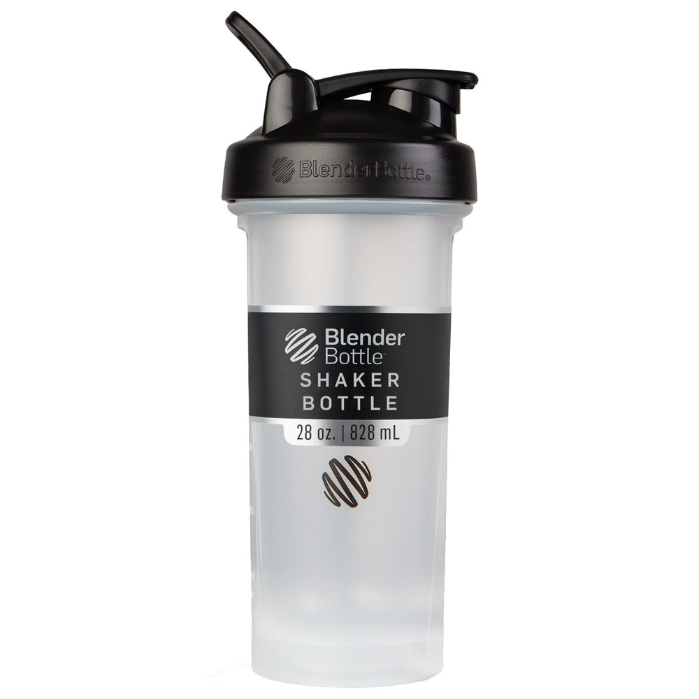 BlenderBottle Classic V2 frontal mostrando diseño claro y tapa negra para transporte seguro
