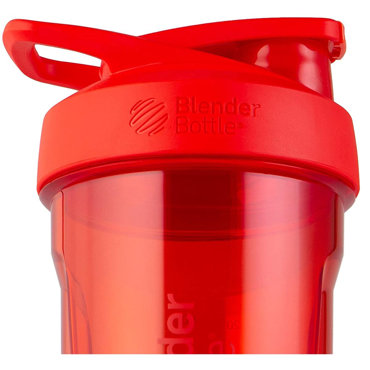 BlenderBottle detalle de la tapa con botón y seguro para transporte seguro