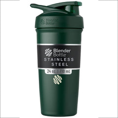 BlenderBottle vista frontal 24 oz verde muestra diseño y capacidad