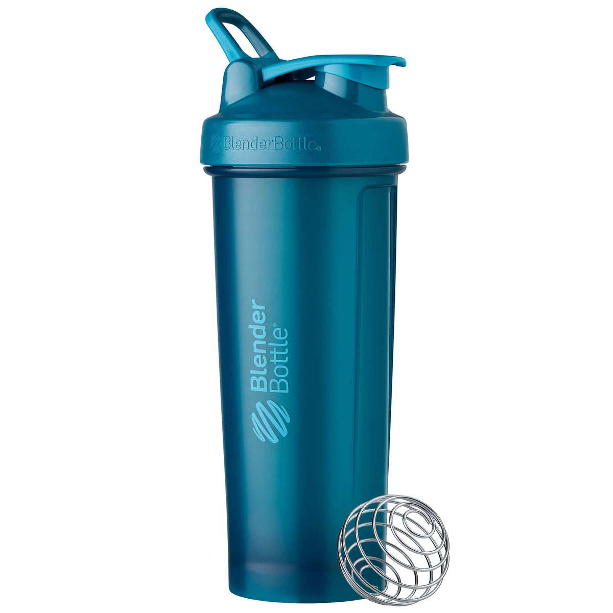BlenderBottle frente 32 oz Ocean Blue mostrando diseño y capacidad, práctico para bebidas