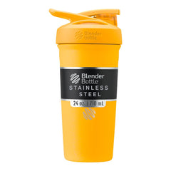 BlenderBottle vista frontal naranja mostrando capacidad y acabado, ideal para transporte