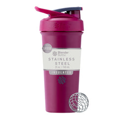 BlenderBottle Sport Sleek frontal en Raspberry mostrando diseño y agarre cómodo