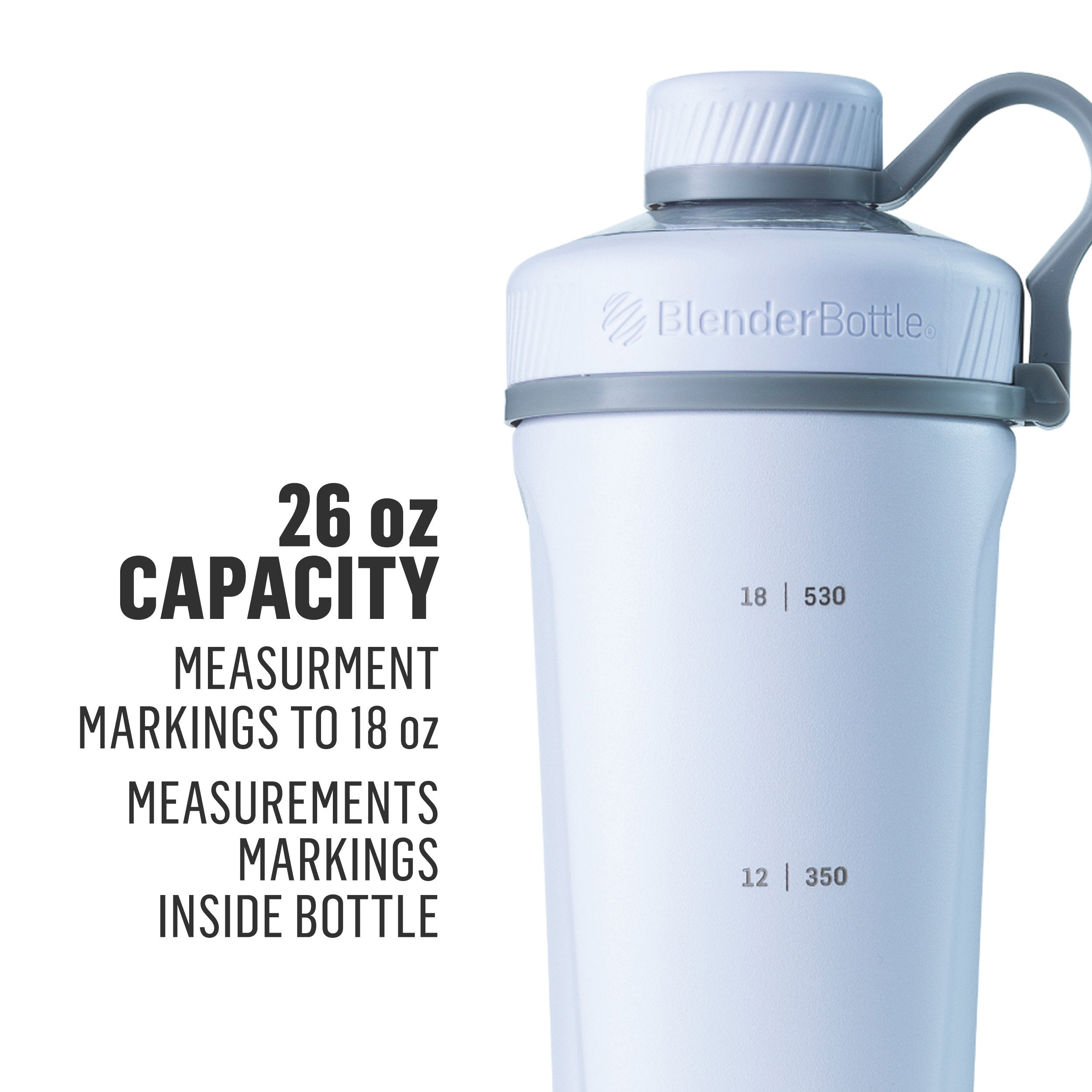 BlenderBottle Radian detalle de la tapa con cierre hermético para evitar derrames
