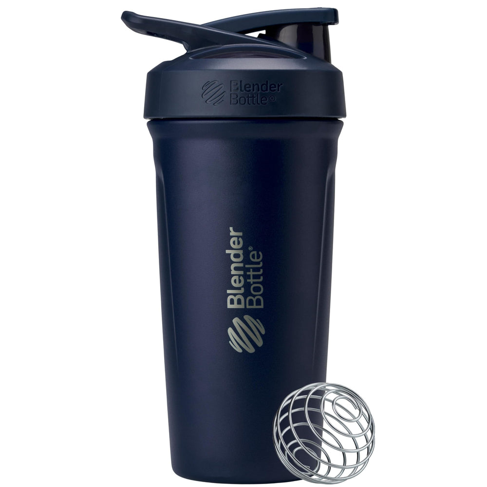 BlenderBottle frontal en navy mostrando su capacidad de 24 oz y diseño elegante