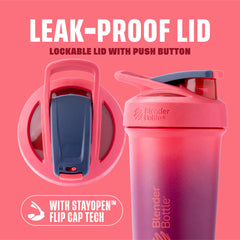 BlenderBottle detalle de la tapadera bloqueable que evita derrames