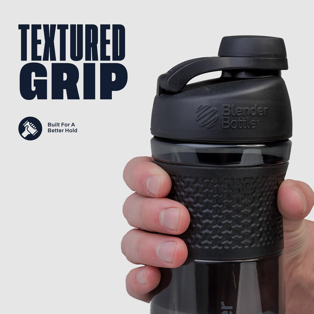 Tapa twist de BlenderBottle cerrada mostrando cierre a prueba de fugas
