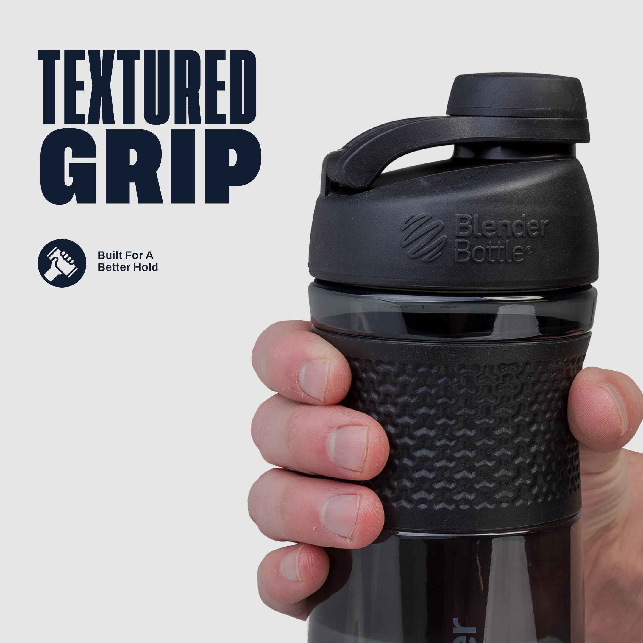 BlenderBottle SportMixer textura del agarre antideslizante para buen manejo