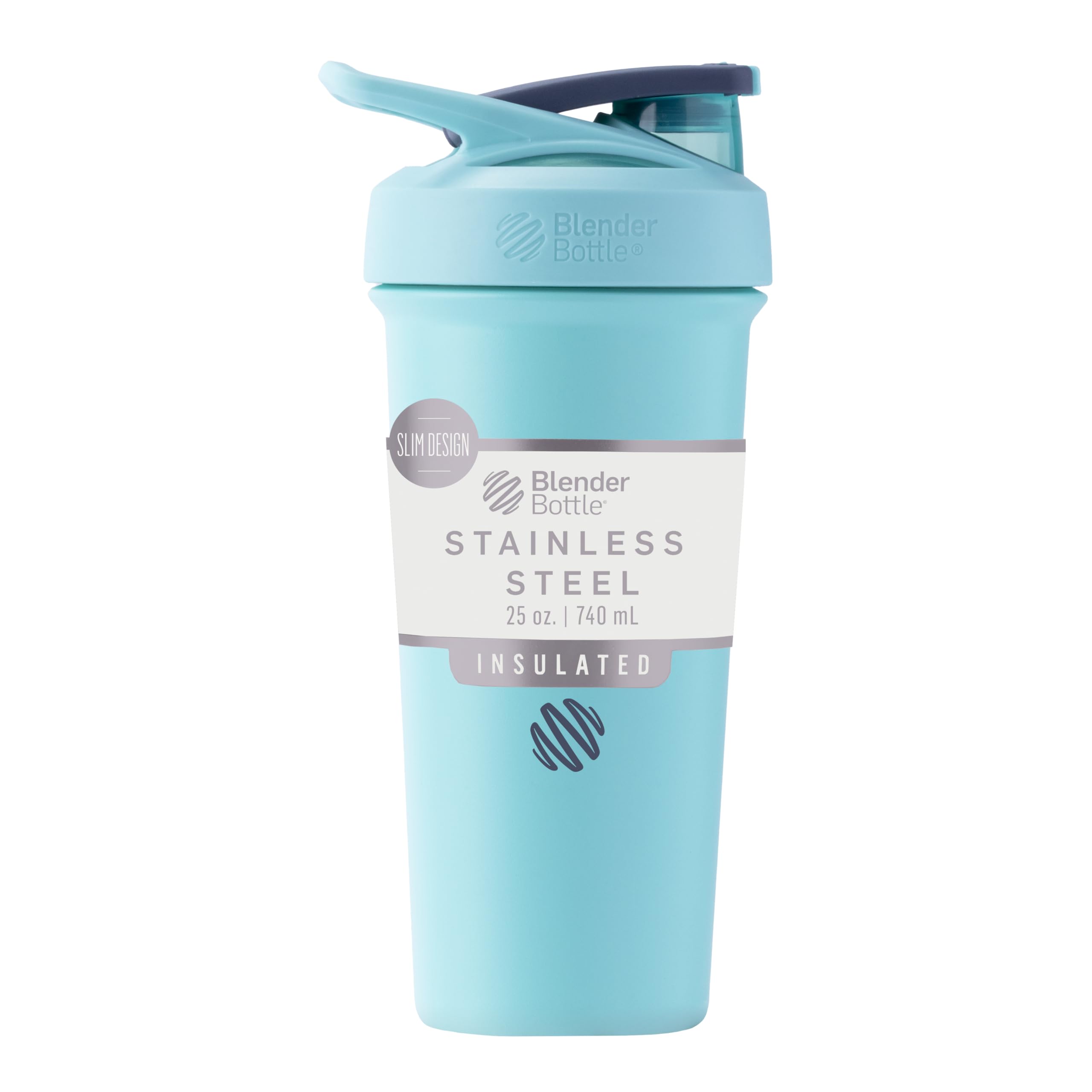 BlenderBottle Strada Sleek vista frontal en seafoam, diseño elegante y capacidad