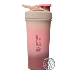 BlenderBottle Strada Sleek frontal rosa mostrando diseño y agarre