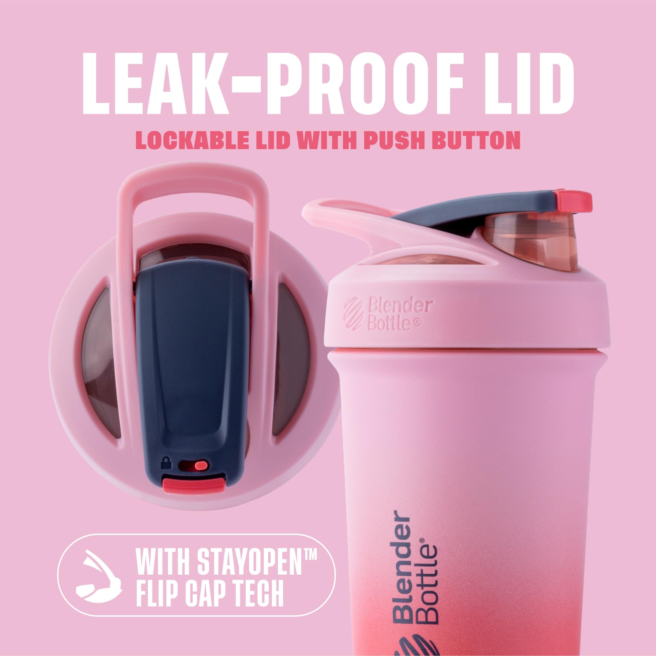 BlenderBottle detalle de acero doble pared mostrando aislamiento y durabilidad