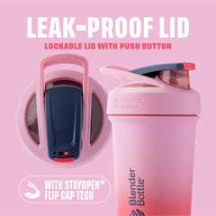 BlenderBottle detalle de acero doble pared mostrando aislamiento y durabilidad